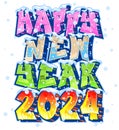 Happy New Year 2024 - Graffiti Styled Urban Street Art Tagging Logotype Design