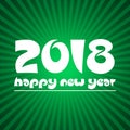 Happy new year 2018 on green stripped background eps10