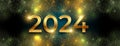 happy new year 2024 greeting banner with firework bursting