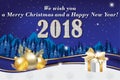 Happy New Year 2018! - greeting card with blue background Royalty Free Stock Photo