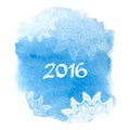 Happy New Year 2016 greeting card. Bright blue Royalty Free Stock Photo