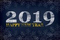 Happy New Year 2019 greeting card. New Year and Christmas celebration