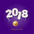 Happy New Year 2018 greeting card