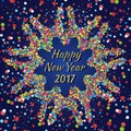 Happy New Year 2017 greeting card with colorful confetti