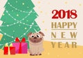 Card with dog symbol of year 2018