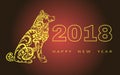 2018 Happy New Year greeting card.year of the dog. Chinese New Year. with hand drawn doodles.Vector illustration Royalty Free Stock Photo