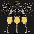 Happy new year greeting card. EPS10 vector. Champagne glasses th