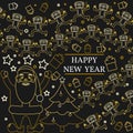 Happy new year greeting card. EPS10 vector. Monkeys and santa cl