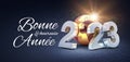 Happy New Year 2023 greeting card, in French language Royalty Free Stock Photo