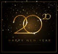 2020 Happy New Year greeting card gold and black background - stylish business design vector illustration Royalty Free Stock Photo