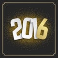 Happy New Year 2016 Greeting card and Golden Royalty Free Stock Photo
