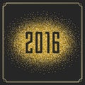 Happy New Year 2016 Greeting card and Golden Royalty Free Stock Photo