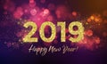 2019 Happy New Year glitter confetti vector card