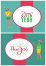 Happy New Year Greeting Card Greetings, Oval Frame Royalty Free Stock Photo