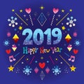 Happy New Year 2019 greeting card Royalty Free Stock Photo