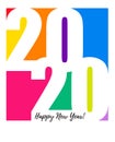 2020 Happy new year greeting card. Multicolor background