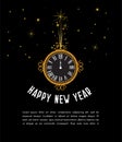 Happy New Year 2019. greeting card . New Year background with gold clock Royalty Free Stock Photo