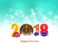 Happy New Year 2018 greeting card. Pocket watch in snow Royalty Free Stock Photo