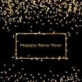 Happy New Year 2023 greeting card poster. Black background.Confetti Royalty Free Stock Photo