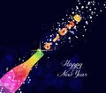 Happy new year 2016 greeting card or poster design with colorful triangle champagne explosion Royalty Free Stock Photo