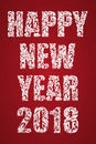 Happy New Year 2018. Greeting card or poster. Text made of floral elements. Royalty Free Stock Photo