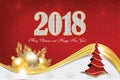 Happy New Year 2018! - greeting card with red background Royalty Free Stock Photo