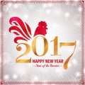 Happy New Year 2017. Greeting card with Rooster. Royalty Free Stock Photo