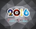 Happy New Year 2016 greeting card stylized triangle polygonal model Royalty Free Stock Photo