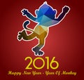 Happy New Year 2016 greeting card stylized triangle polygonal model Royalty Free Stock Photo