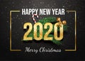 Happy new year greeting card template. Postcard with merry christmas wish, xmas celebration banner concept. 2020 number Royalty Free Stock Photo