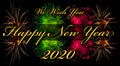 Happy New Year 2020 greeting card or template with text and firework on background Royalty Free Stock Photo