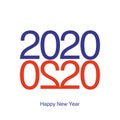 Happy New Year 2020. Greeting  card. 2020 year  typography. Love typography. Heart  typography. Heart shape made from numbers. Royalty Free Stock Photo