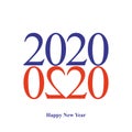 Happy New Year 2020. Greeting  card. 2020 year  typography. Love typography. Heart  typography. Heart shape made from numbers. Royalty Free Stock Photo