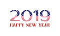 Happy New Year 2019. Greeting card with USA flag Royalty Free Stock Photo