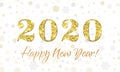 Happy New Year 2020 greeting card of vector glitter gold Christmas confetti premium background