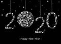 Happy New Year 2020 greeting card.