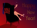Happy New Year 2014 greeting card Royalty Free Stock Photo