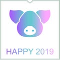 Happy new year 2019 greeting card, the year of pig in chinese calendar