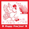 2017 Happy New Year greeting card the year of red Rooster Royalty Free Stock Photo
