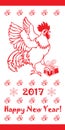 2017 Happy New Year greeting card the year of red Rooster Royalty Free Stock Photo