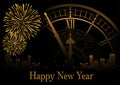 Happy New Year Greeting with Clock