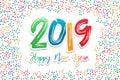 2019 happy new year greeting colorfull text and numbers