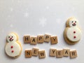 Happy New Year, gingerbread snowman cookies Royalty Free Stock Photo