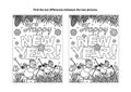 Happy New Year greeting find the differences visual puzzle and coloring page