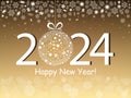 Happy New Year 2024 greeting gold design