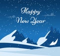 Happy New Year Greeting Poster with Snowy Forest