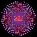 Happy New Year greeting wishes with techno multi color disco lights