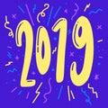Happy New Year 2019 Greetings Card. Colorful Illustration Royalty Free Stock Photo