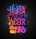 Happy new 2018 year. Greetings card. Colorful lettering design. Vector illustration Royalty Free Stock Photo