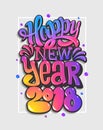 Happy new 2018 year. Greetings card. Colorful lettering design. Vector illustration Royalty Free Stock Photo